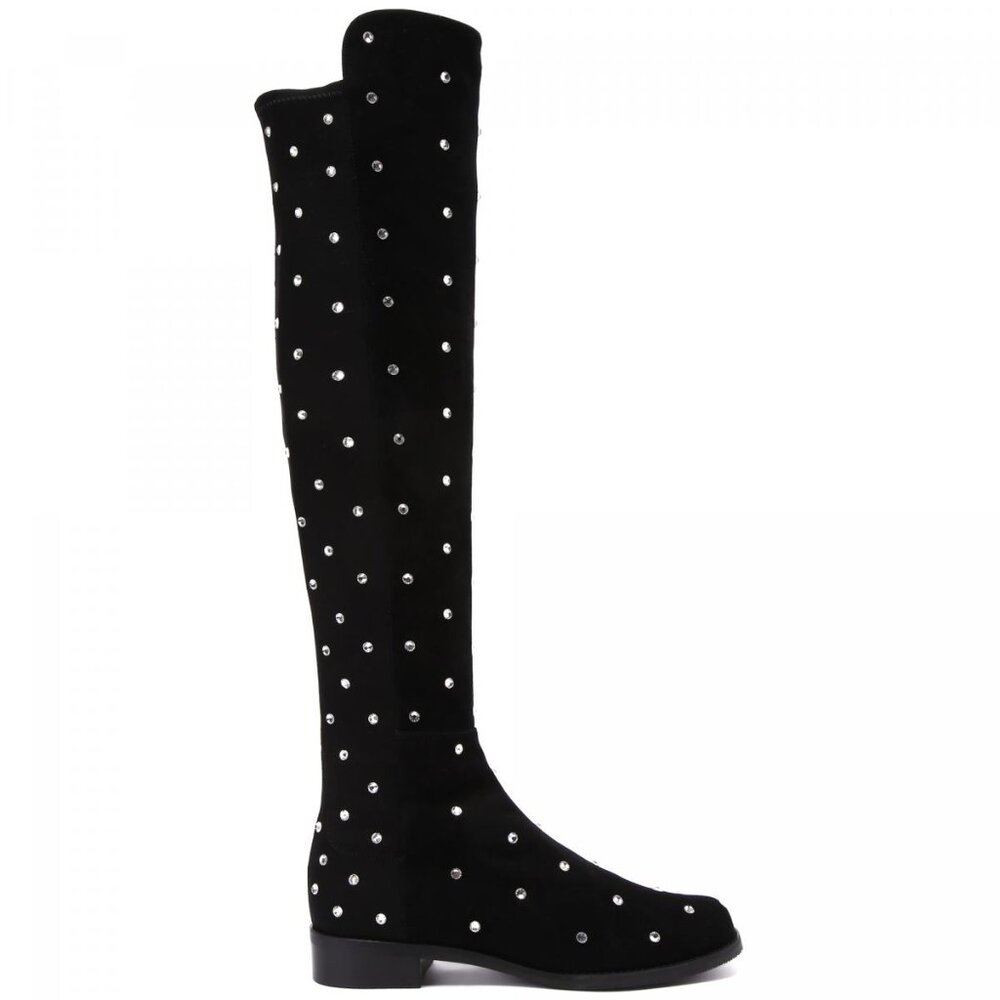 STUART WEITZMAN 37/6.5US Suede HIGHSHINE Crystal 5050 Over-The-Knee Boots in box - Picture 8 of 10